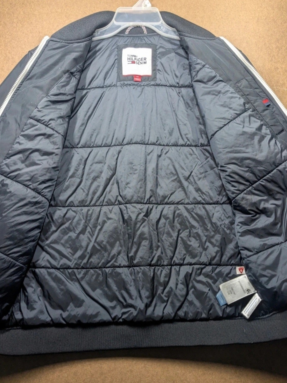 Tommy Hilfiger Denim Men’s Varsity Bomber Jacket - Black - Size Large EUC - Picture 2 of 12